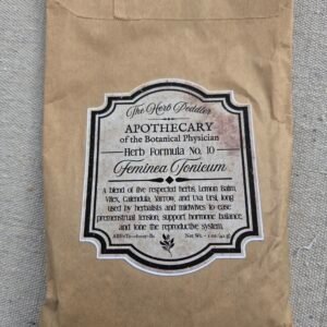 Feminea Tonicum women's health formula with red raspberry leaf and chasteberry in a paper sack - The Herb Peddler