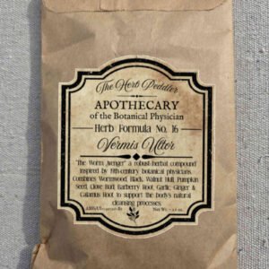 Vermis Ultor "The Worm Avenger" herbal parasite cleanse formula in kraft paper bag with wormwood, black walnut, and barberry root - The Herb Peddler