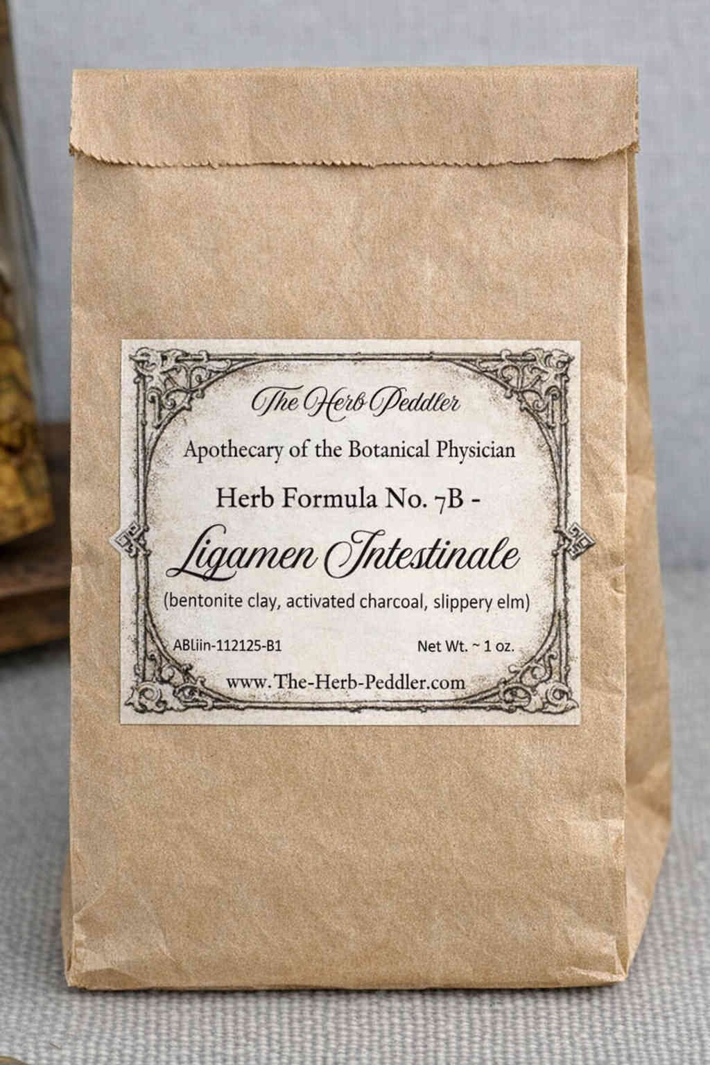 Ligamen Intestinale intestinal support formula with toning herbs in a paper sack - The Herb Peddler